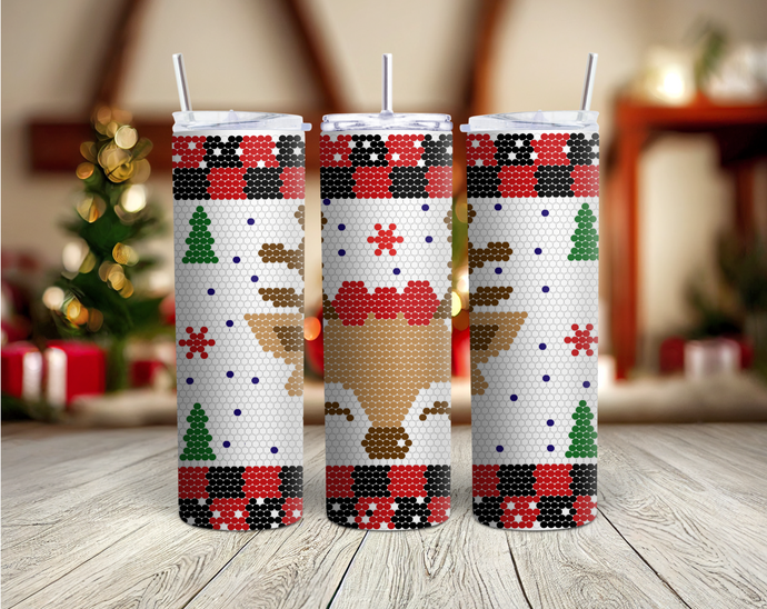 ss16/4mm 20oz Skinny Tumbler Reindeer Plaid #2 Rhinestone Template