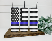 Load image into Gallery viewer, ss16/4mm 20oz Skinny Tumbler Flag with Blue Stripe Rhinestone Template
