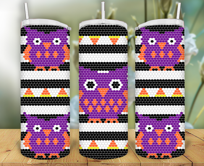 ss16/4mm 20oz Skinny Tumbler Halloween Owls Rhinestone Template