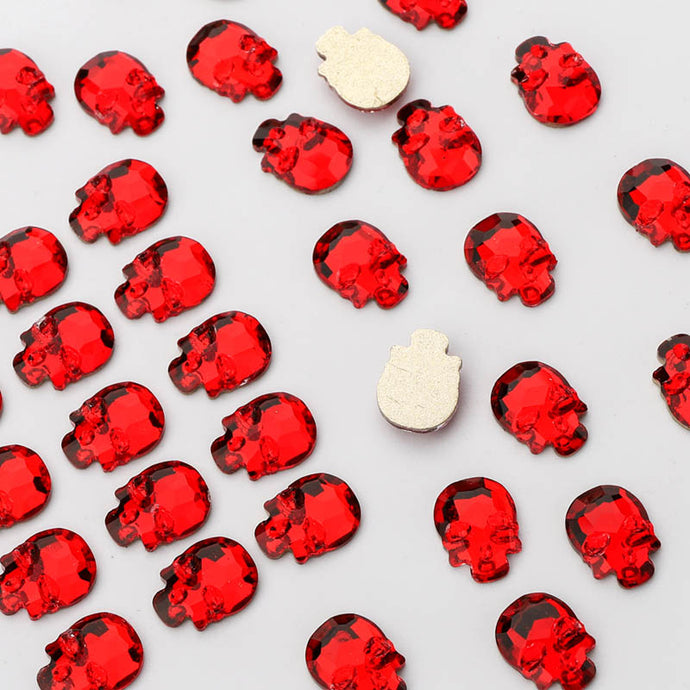 Red Skull Flatback Rhinestones 40pcs