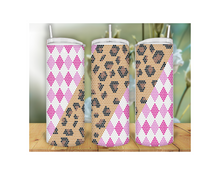 Load image into Gallery viewer, ss16/4mm 20oz Skinny Tumbler Argyle Leopard Rhinestone Template
