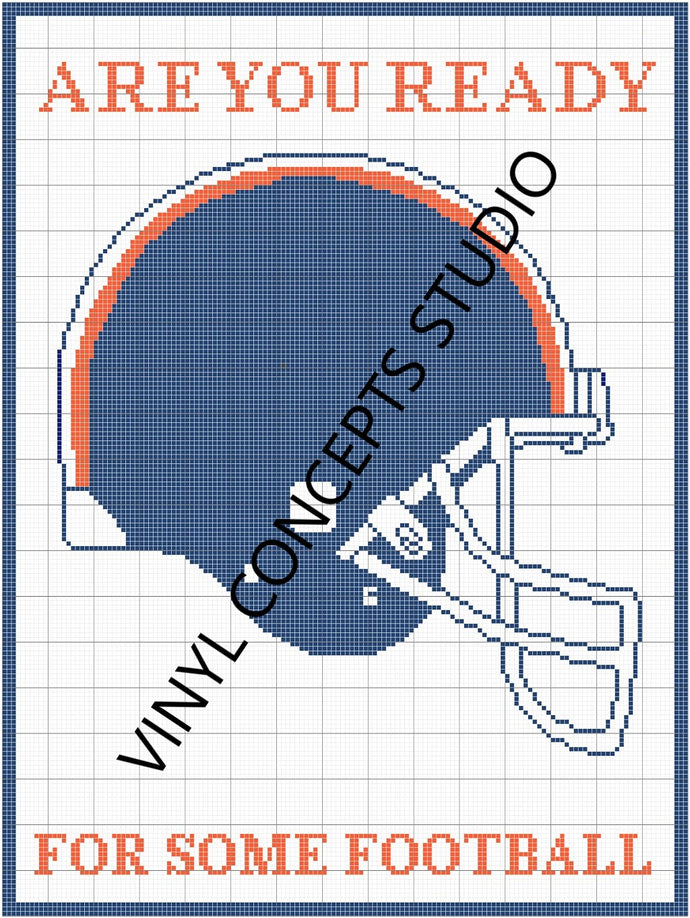 Football Helmet Blue Orange Crochet Pattern Graph