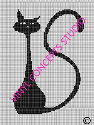 Black Cat Silhouette Crochet Pattern Graph