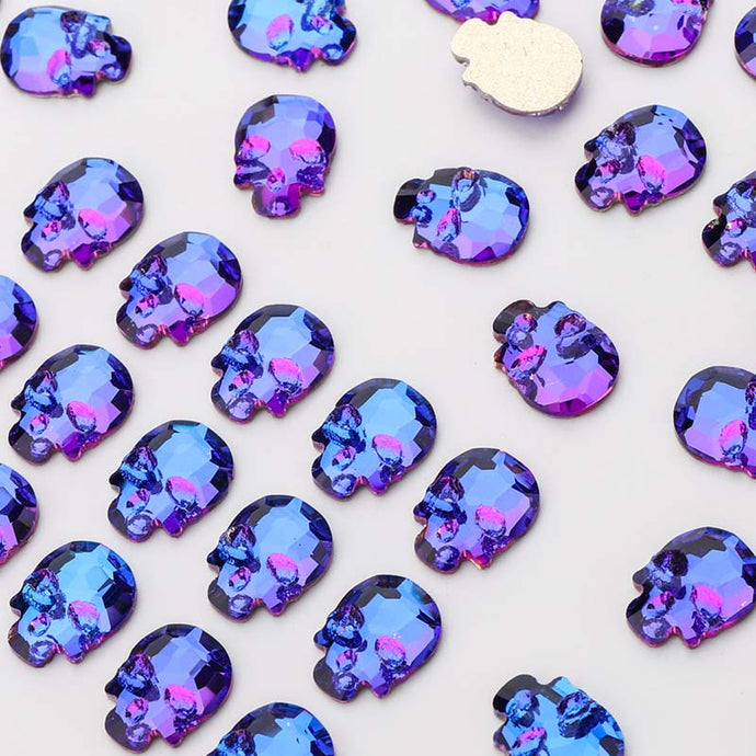 Blue Flame Skull Flatback Rhinestones 40pcs