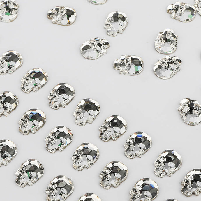 Crystal/Clear Skull Flatback Rhinestones 40pcs