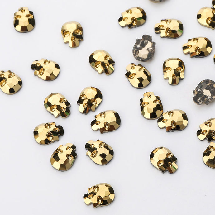 Gold Skull Flatback Rhinestones 40pcs