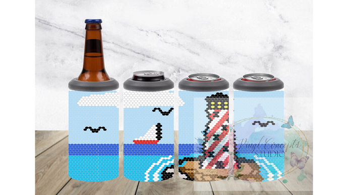 4 in 1 Hogg Can Cooler - Lighthouse Rhinestone Template