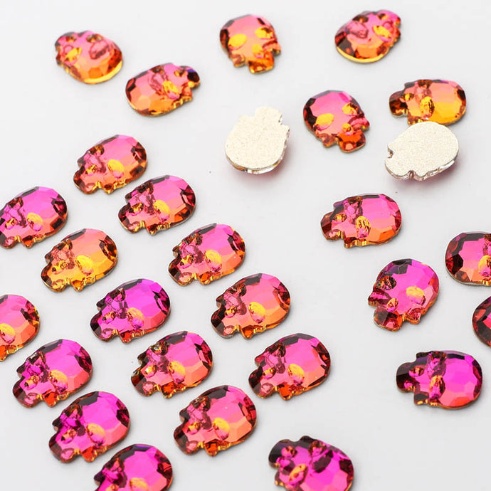 Purple Flame Skull Flatback Rhinestones 40pcs